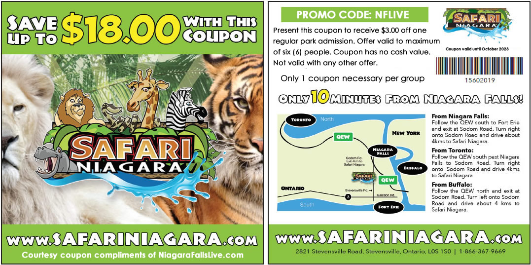 Safari Niagara Discount Coupon Niagara Falls USA & Canada Tourism